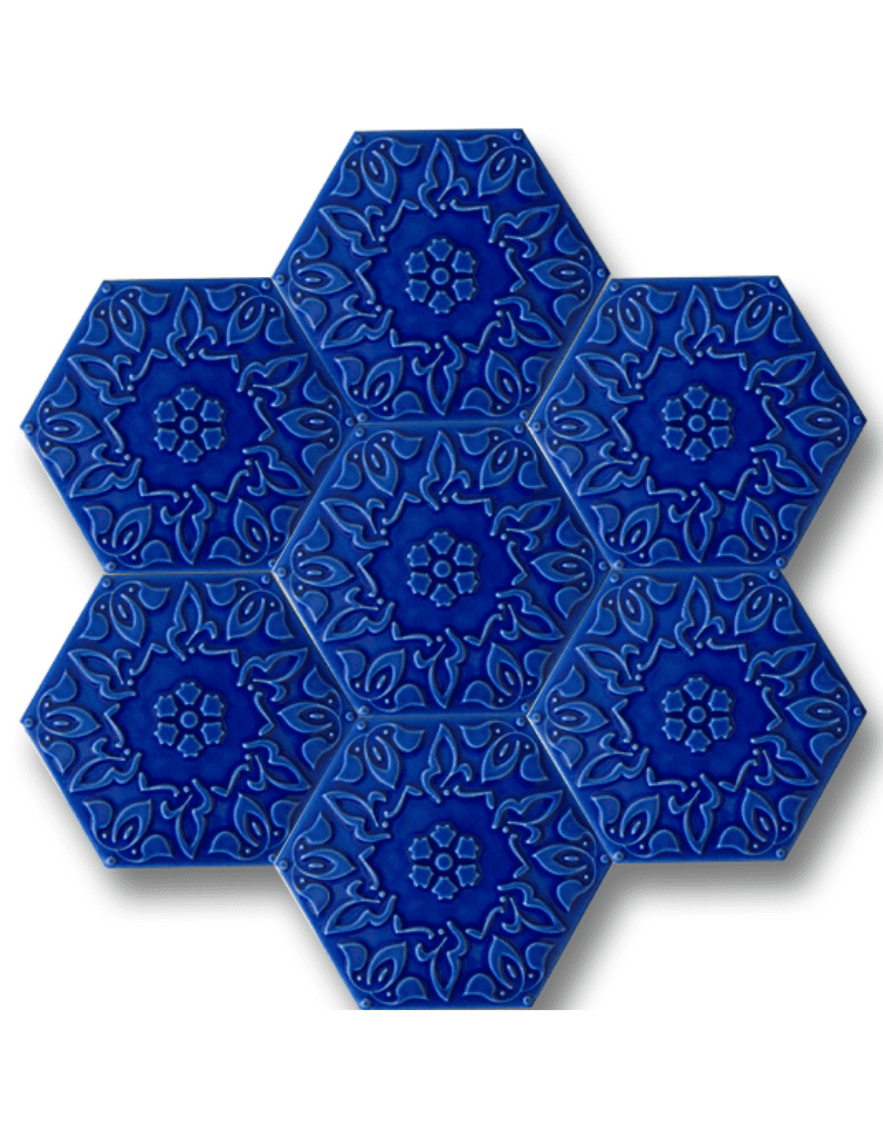 Altıgen Seramik Çini Karo 15X17 -17,   Altıgen Lacivert Seramik, Cafe Seramik, WOW Tile, Hexagon Seramik, Mosaic Tile, Bar Önü Seramik, Altıgen Karo Seramik,