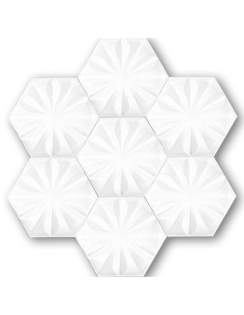 Altıgen Seramik Çini Karo 15x17 -24, Çiçek Desenli Altıgen Seramik, Beyaz Seramik, WOW Tiles, Hexagon Seramik, Hexagon Tiles, El yapımı Seramik, El Yapımı Karo, Çini Seramik,