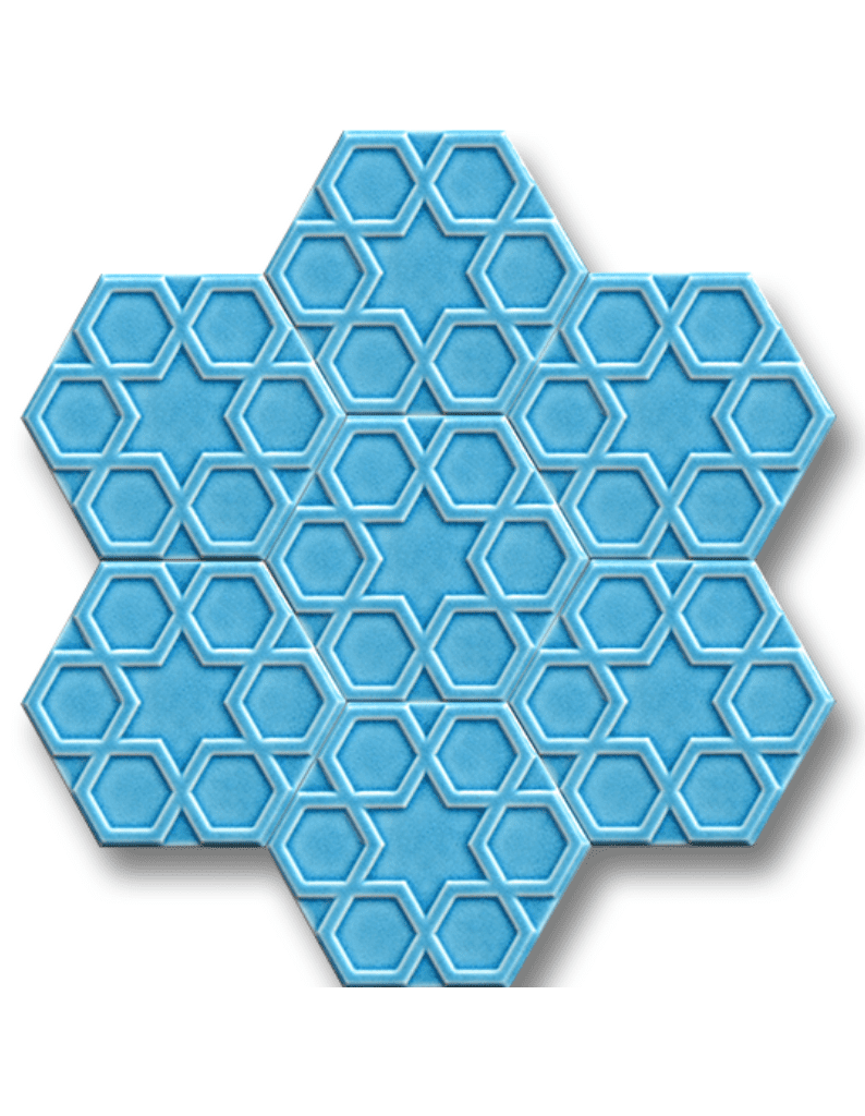 Altıgen Seramik Çini Karo 15x17 -28,  Turkuaz Selçuklu Deseni Altıgen Seramik, El Yapımı Altıgen Seramik, Hexagon Seramik,  Hexagon Tiles, Tiles Ceramic, Tiles, 