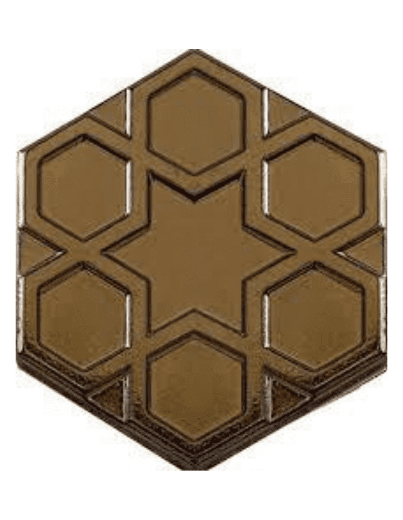 Altıgen Seramik Çini Karo -32,  Altın Rengi Seramik, Hexagon Gold Tiles, Mozaic Tiles, Handmade Tiles, Mekan Seramikleri, Altıgen Karo, Altıgen Çini, Cefe Seramikleri,