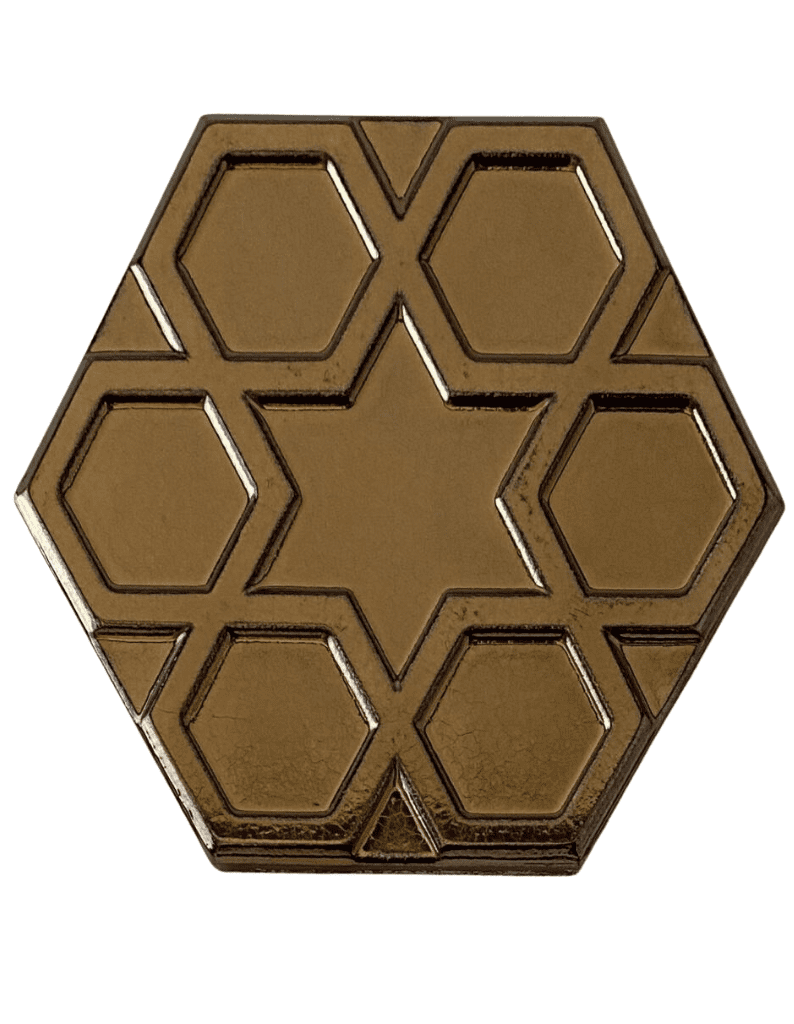 Altıgen Seramik Çini Karo 15x17 -33,   Altıgen Mekan Seramik, Altıgen Çini, Altıgen Karo, Hexagon Seramik, Hexagon Gold Tiles,  Gold Tiles, Mosaic Tiles, Ceramic, Handmade Tiles, 