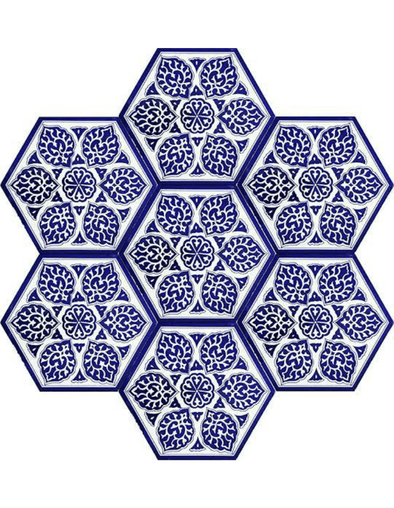 Altıgen Seramik Çini Karo -55,  Altıgen Seramik, Hexagon Seramik, Hexagon Tiles,  Çini Seramik Karo, Kütahya Çini Modelleri, Kütahya Çini Karo, Seramik Karo, Çini Karo,