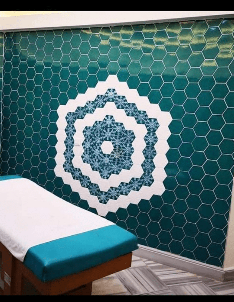 Altıgen Seramik Çini Karo 15x17 - 73,  Hamam tasarım Seramik Modelleri, Hexagon Seramik, Altıgen Hamam Karoları, Altıgen Porselen Hamam, 